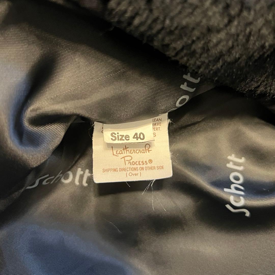 KF様【美品】Schott シングルライダース　サイズ40 ファーライナー付き