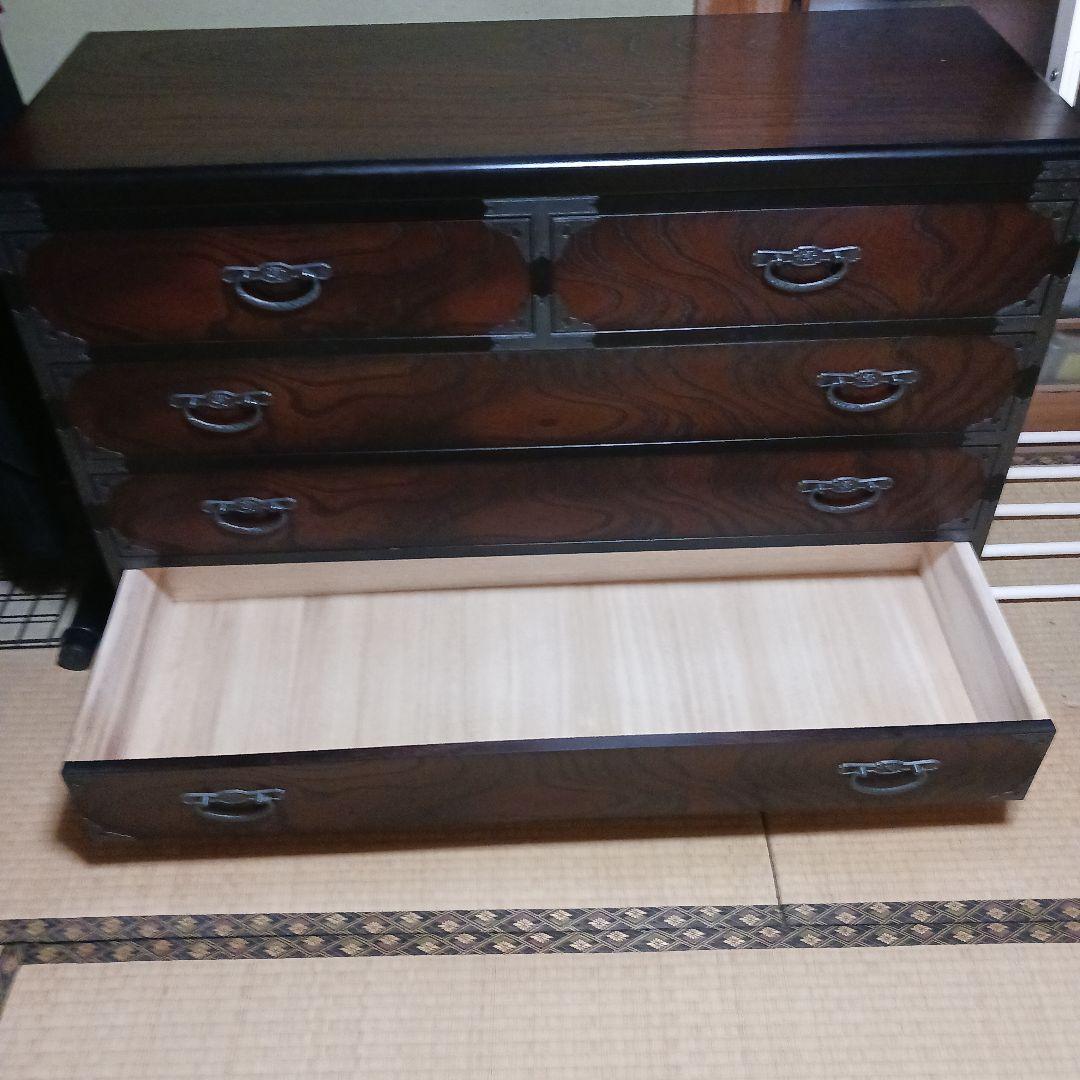 オ*ー様 ダークブラウン木製和風箪笥 5引き出し　整理箪笥
