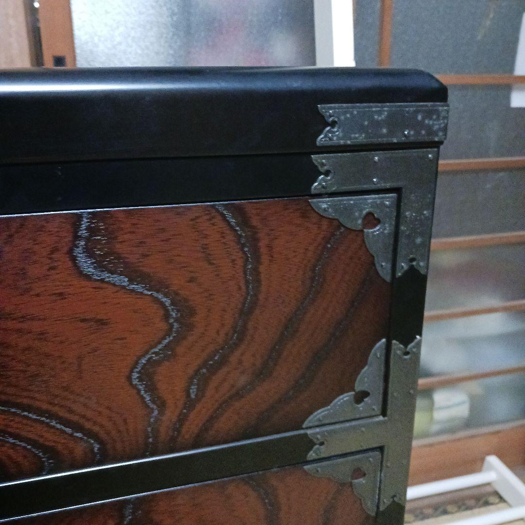 オ*ー様 ダークブラウン木製和風箪笥 5引き出し　整理箪笥