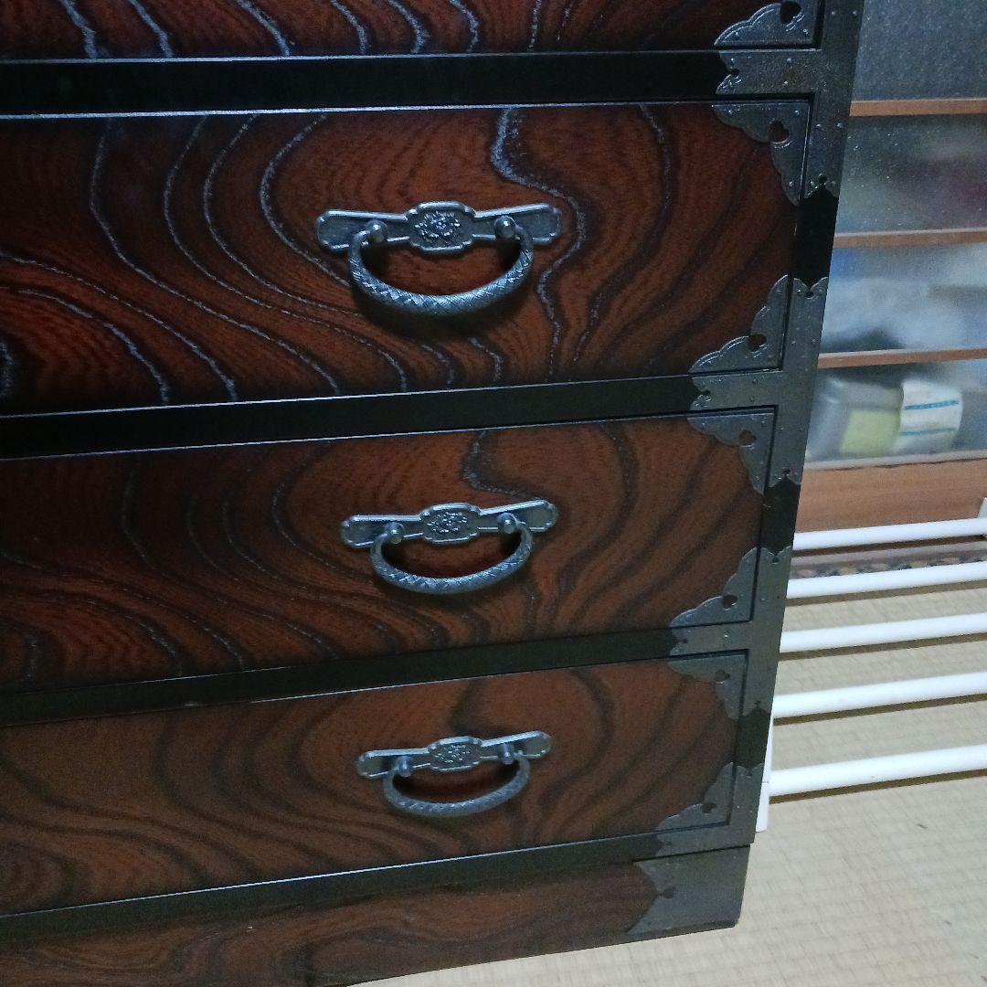 オ*ー様 ダークブラウン木製和風箪笥 5引き出し　整理箪笥