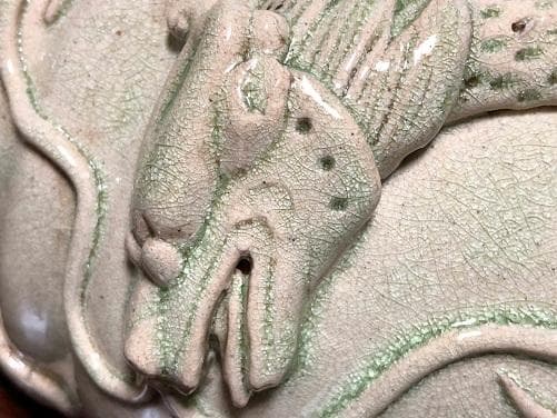 【 龍鳳凰文青磁釉高肉瓶 】　　唐～宋代　中華古玩