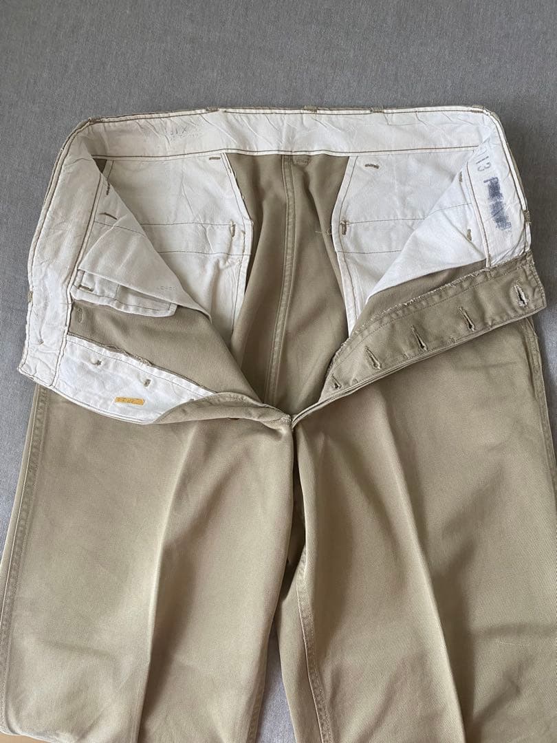 50s サイドダブルステッチ U.S ARMY M-45 カーキ チノパン