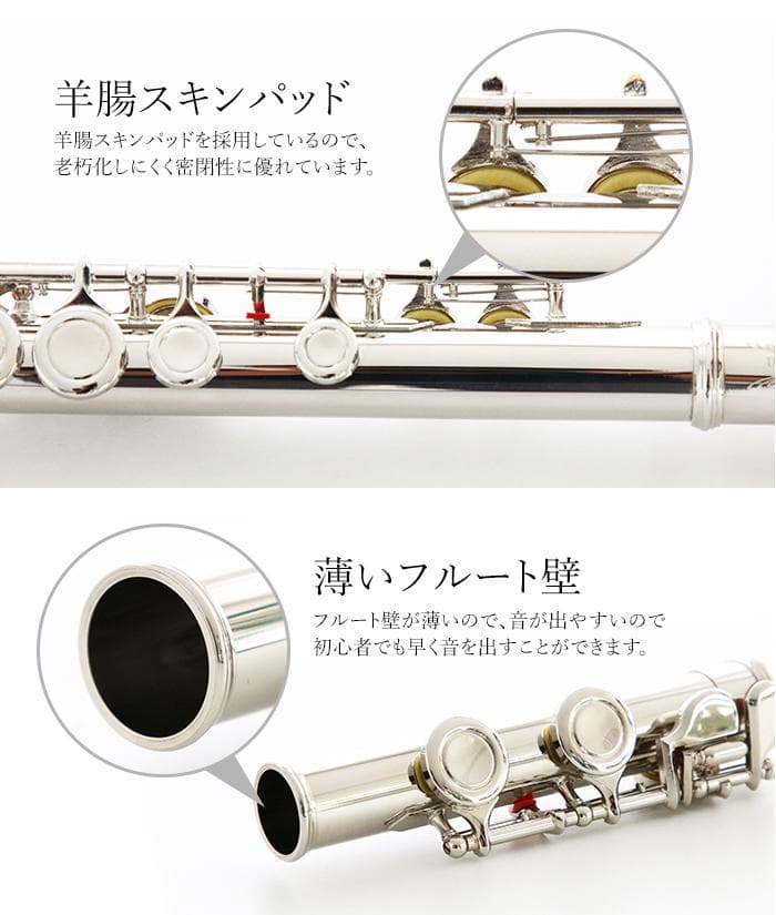 新品 未使用 送料無料 フルート 白銅製 初心者向け 学生 練習用 入門セット