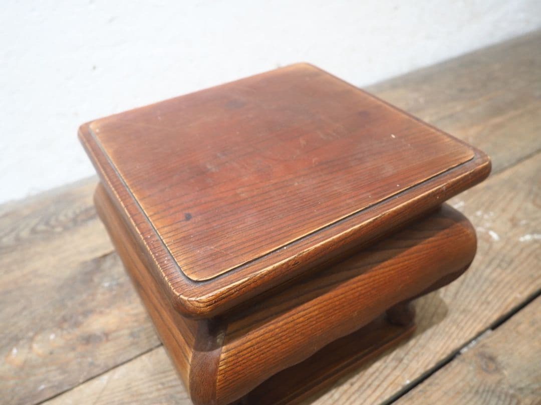 1234 アンティーク　欅の花台　展示台　香炉台　盆栽台　骨董　レトロ　けやき