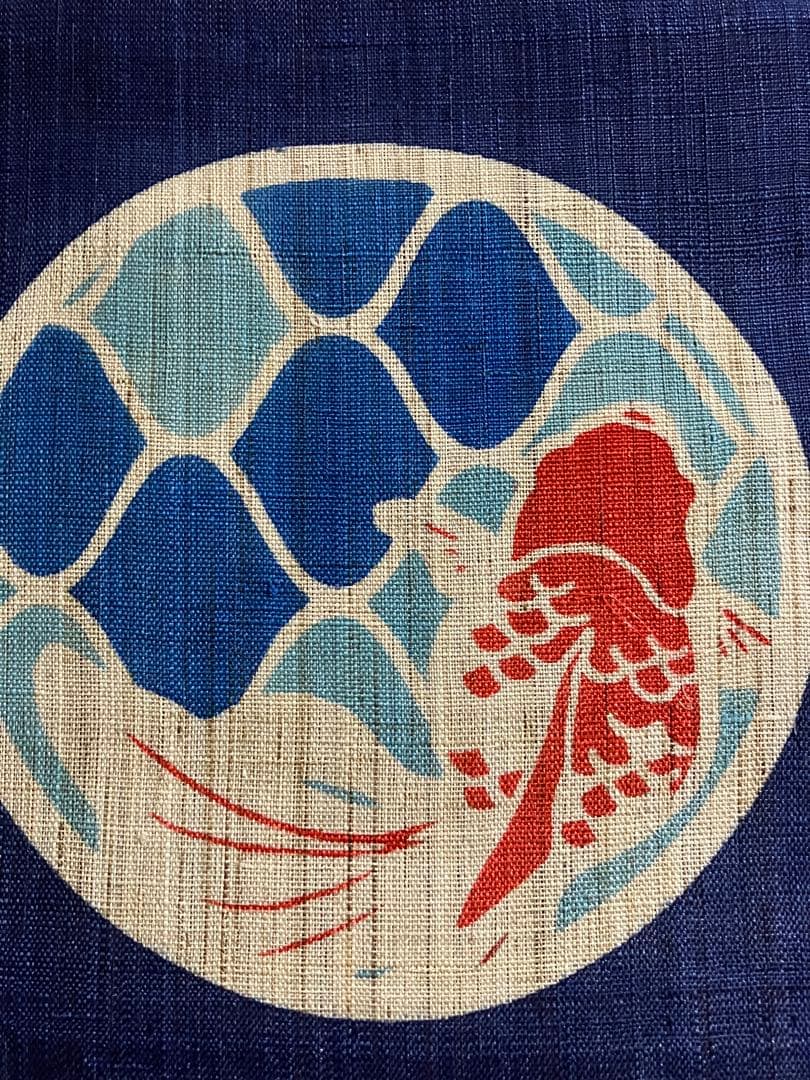 京都くろちく【新品】高級筒描麻暖簾「金魚紋」日本製♪150センチ♪29,700円