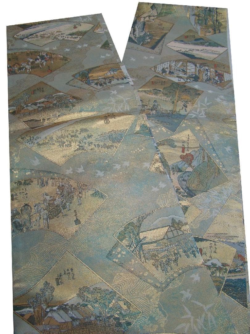 訪問着・ あさぎ織物 両面 全通 袋帯 正絹 未使用 Fｓ1233バリベイ