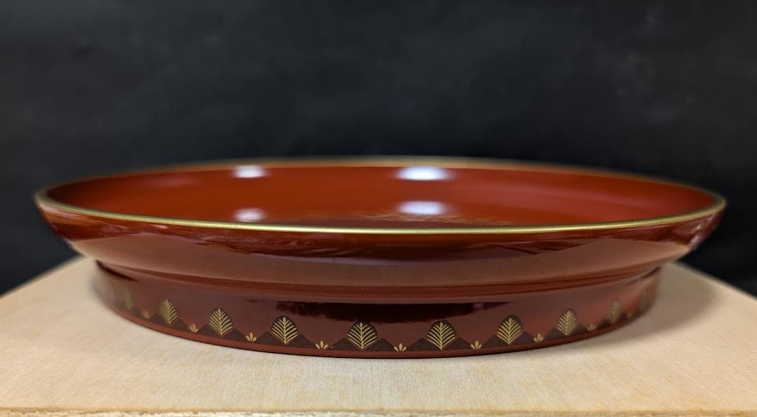 りむりむ　高級山中塗　漆塗宝来シリーズ　天然木　漆器　金彩 7寸 大皿5枚