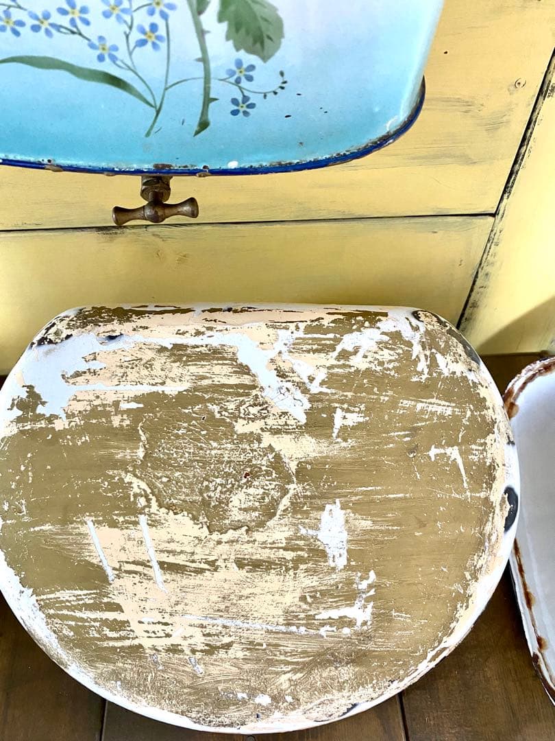 希少　フランス　アンティーク　ホーロー　ファウンテン　花柄