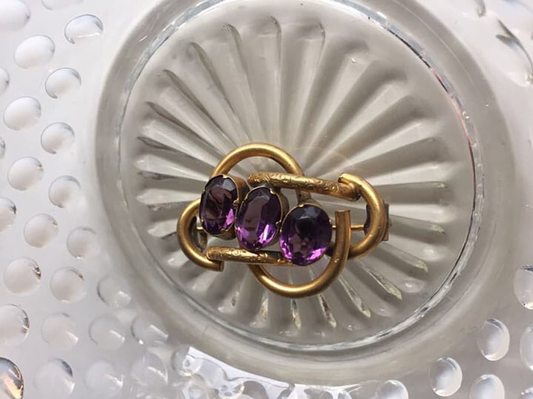 アンティーク ヴィクトリアン ゴールド　アメシスト ブローチ