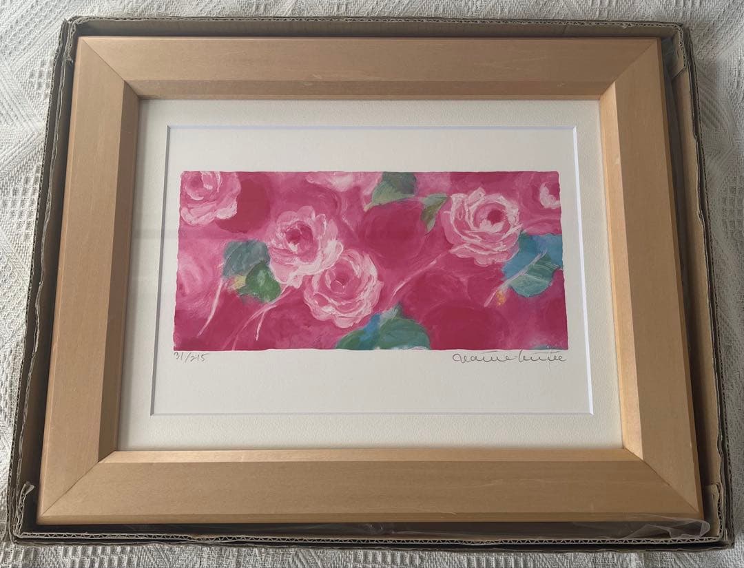 額入り版画　 限定ジクレー　ジニーキム　バラの花 現行品　サイン.ED.証明書