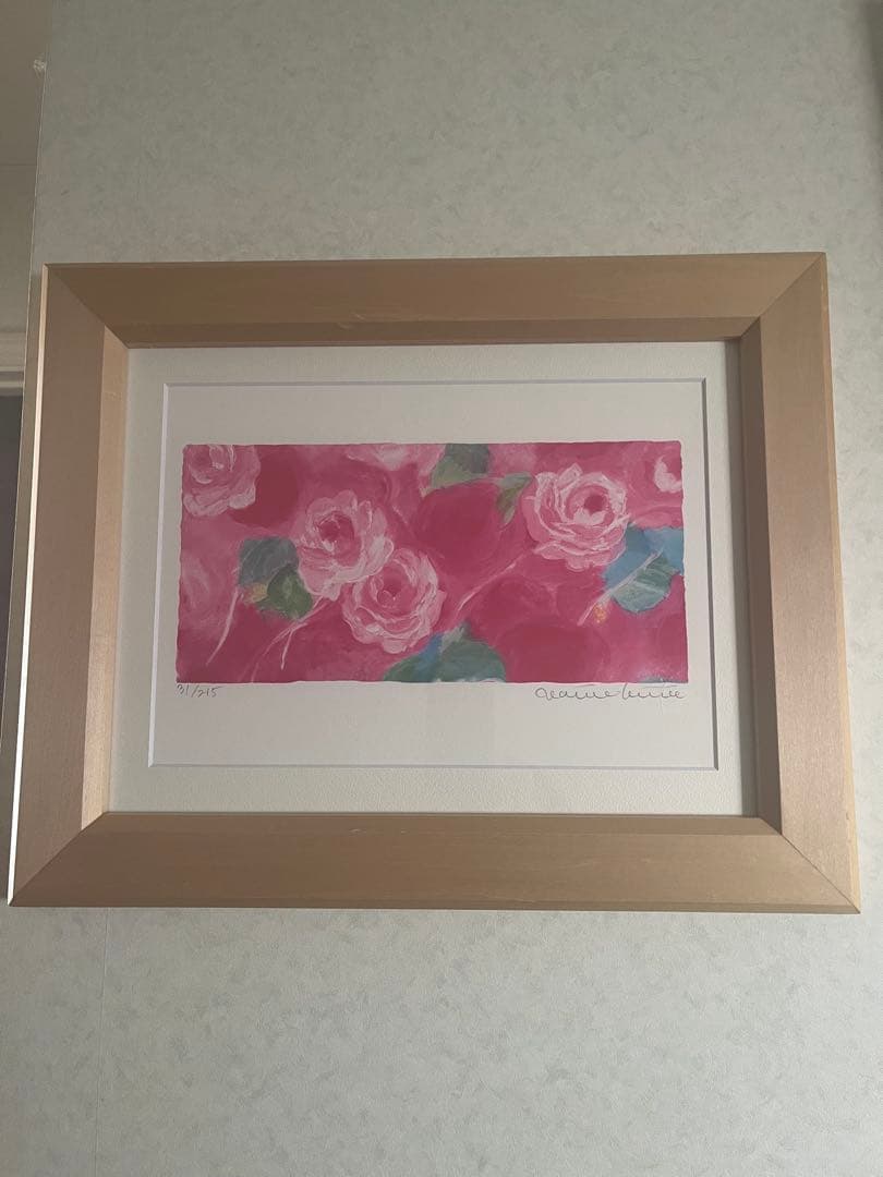 額入り版画　 限定ジクレー　ジニーキム　バラの花 現行品　サイン.ED.証明書