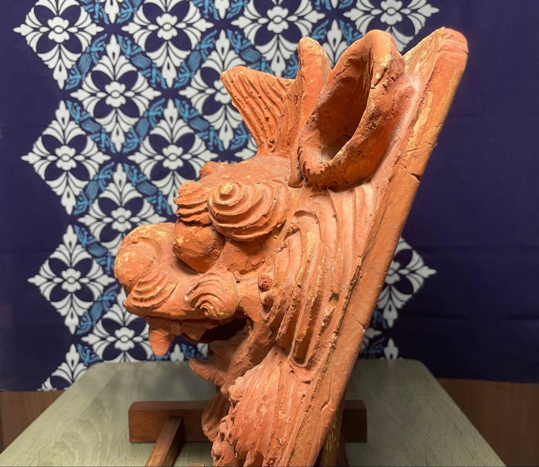 島常賀作　壺屋焼　面シーサー