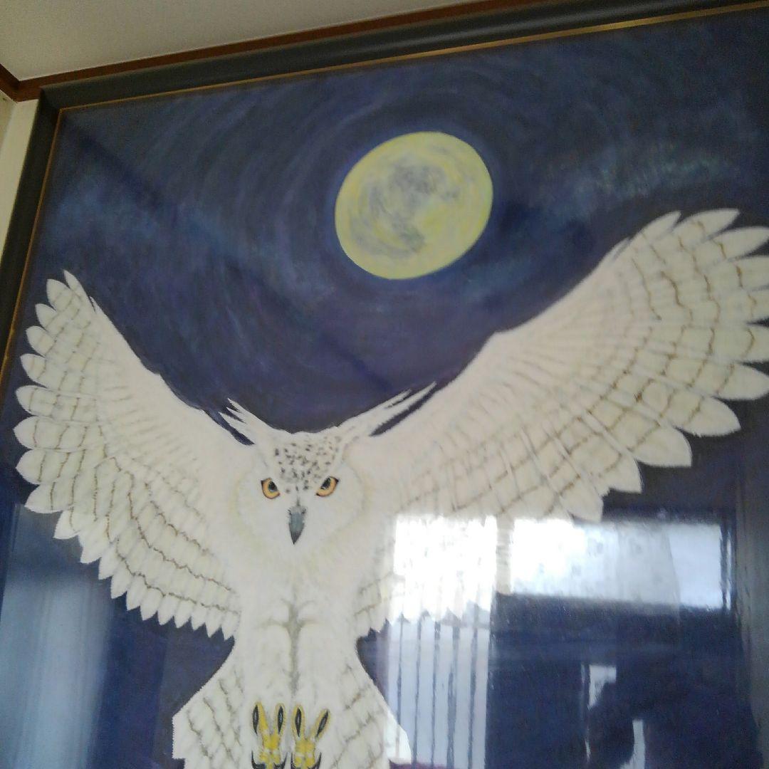 フクロウと月　50号サイズ
