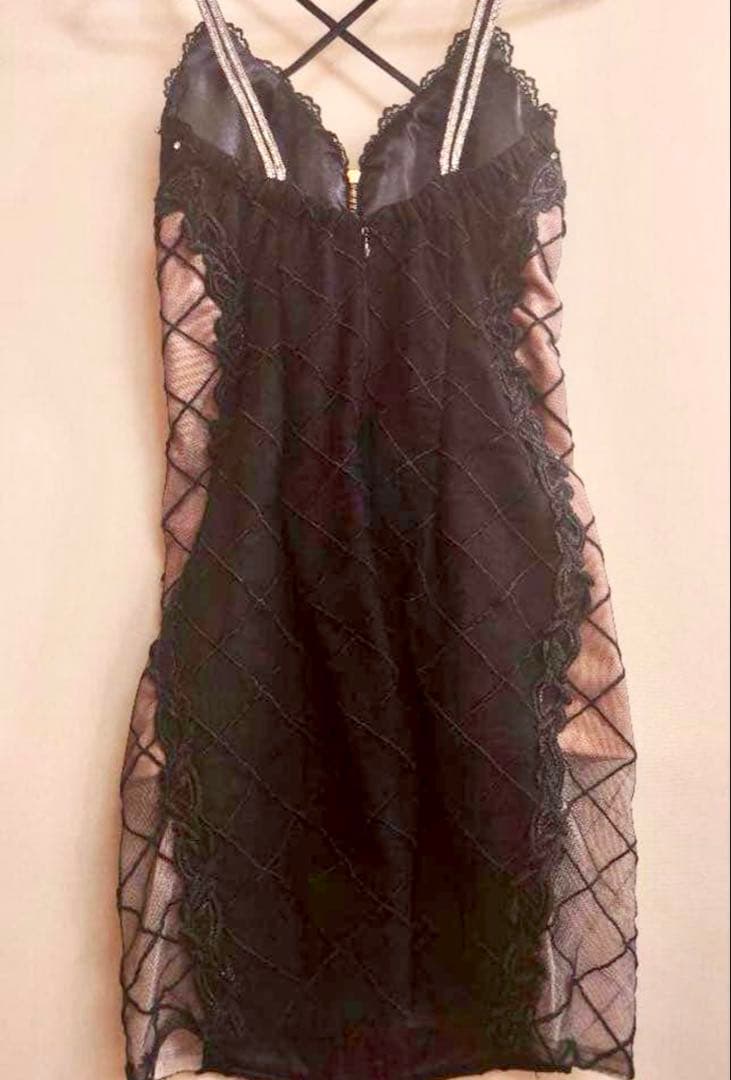 ROBE de FLEURS Glossy ブラック キャバドレス　ビジュー