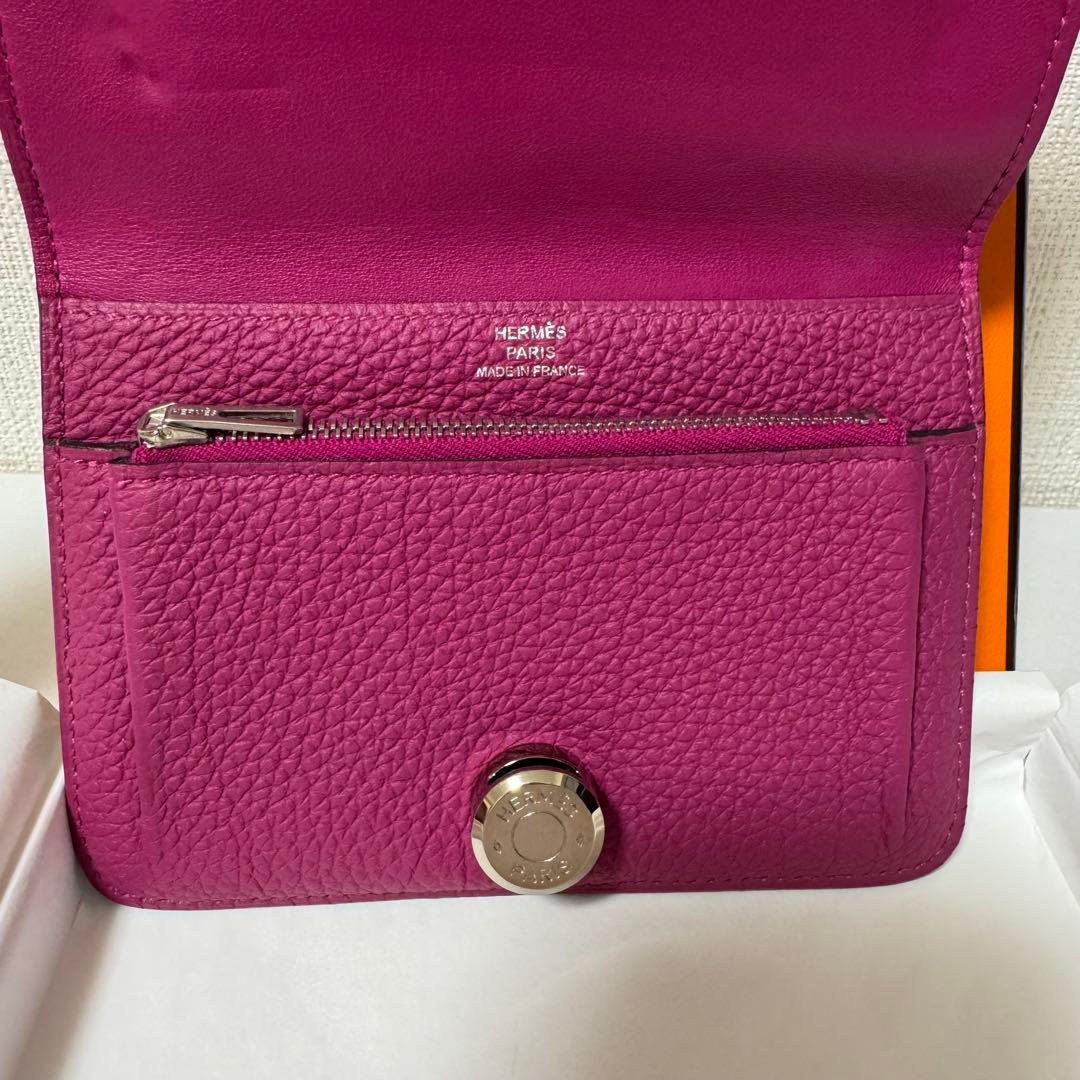 HERMES ドゴンコンパクト　ローズパープル　ピンク 二つ折り財布