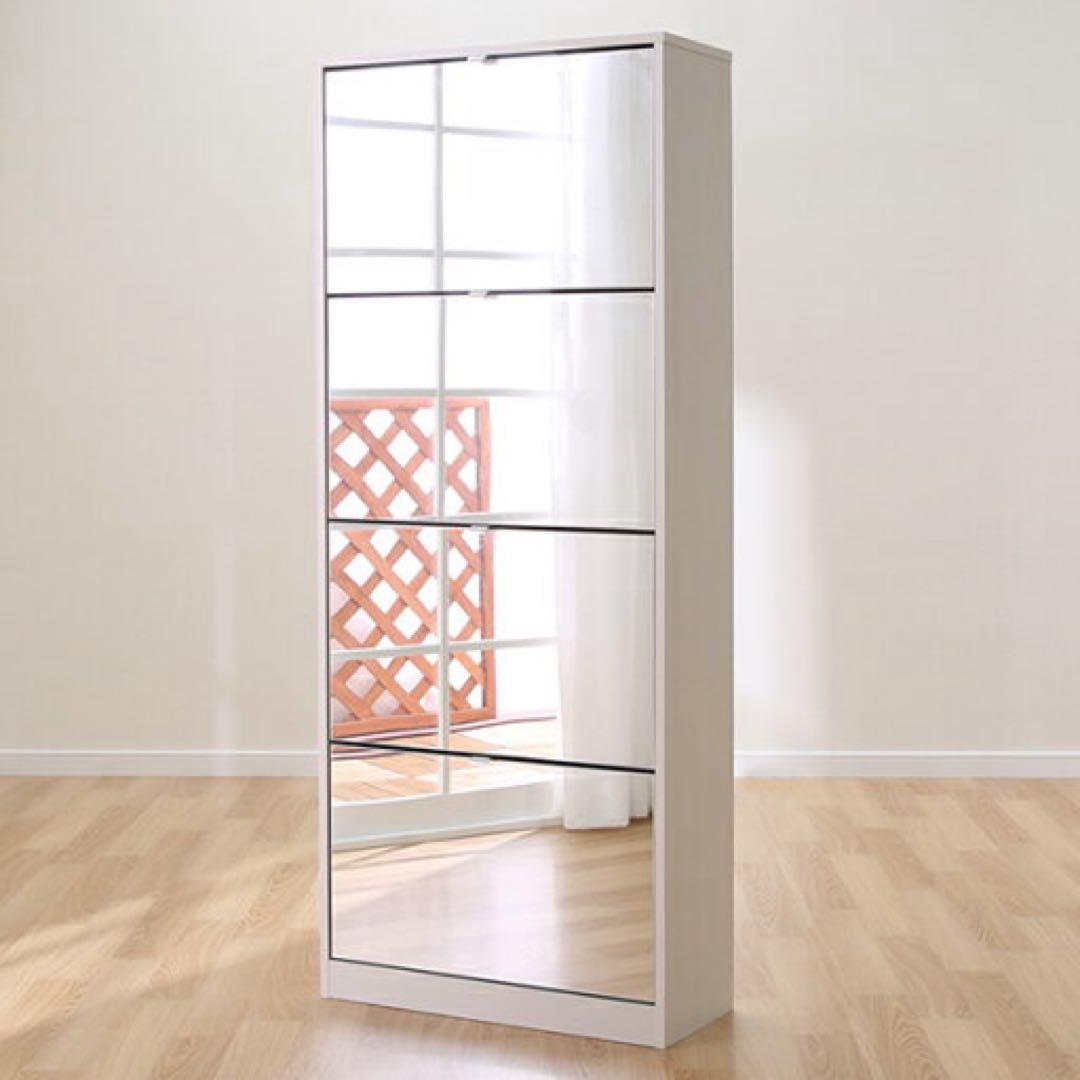 ニトリ　ミラー　シューズボックス　収納　鏡