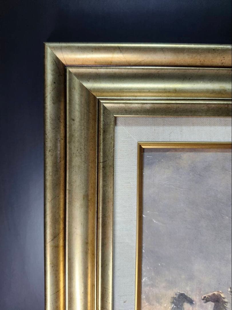 馬の群れ 絵画 ゴールドフレーム