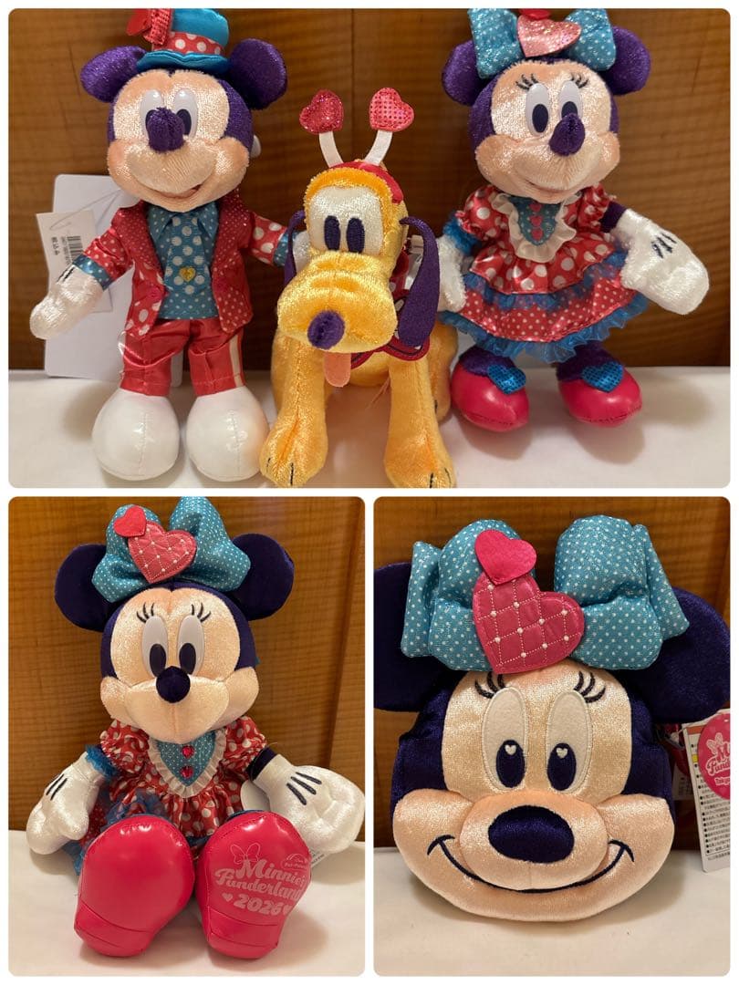 ディズニー　ミニー　ミッキー　プルート　ぬいぐるみバッジ　 パルパルーザ