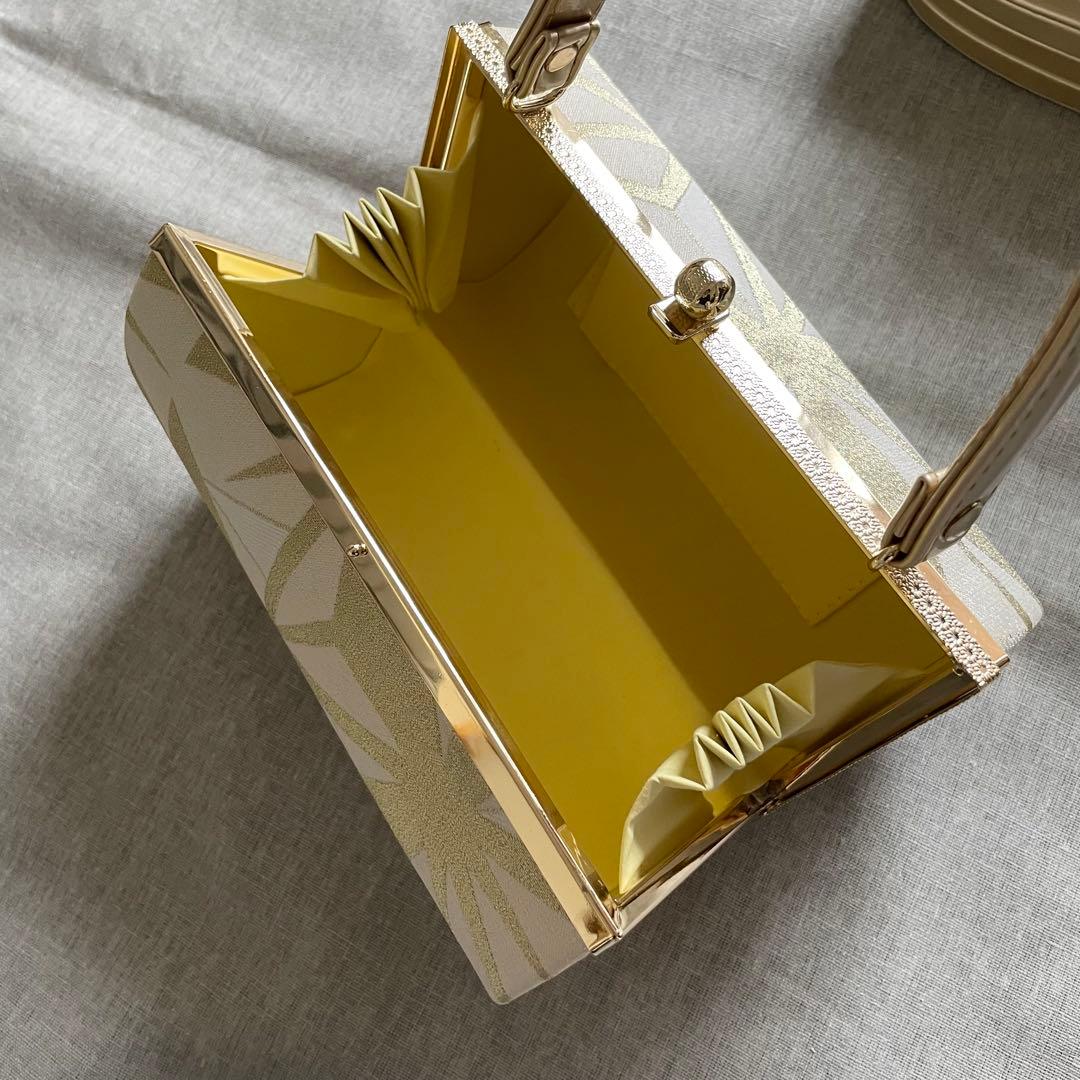 和装用バッグ　厚底草履のセット　ゴールド　成人式　振袖