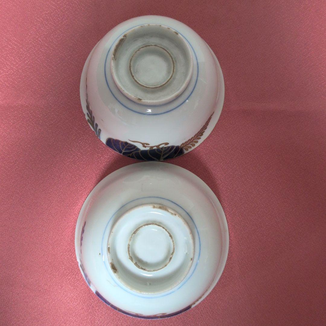 陶磁器　蓋物　蓋付き碗　煮物碗　２個（本体２個＋蓋６枚）金彩　色絵　染付　吉祥文