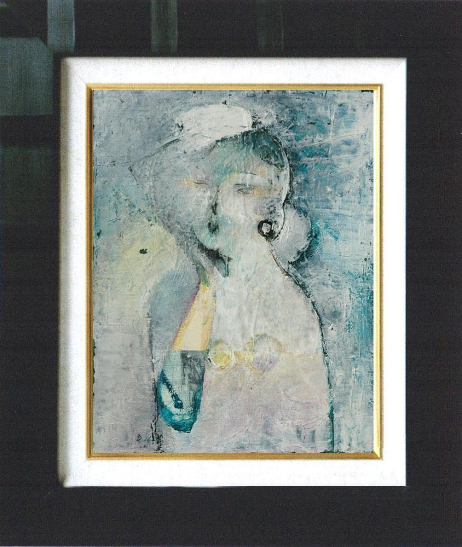 油絵 菅家令子 絵 絵画インテリア 額付(黒) uF6-071802 人物 女性