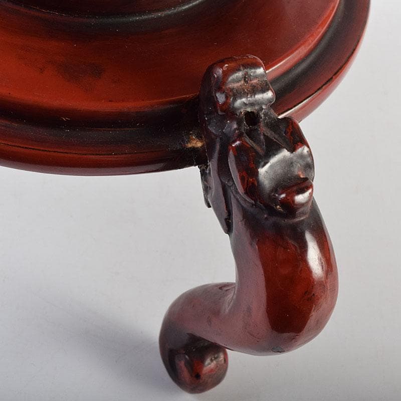 江戸時代　寛政期　朱塗　金蒔絵山水人物文　薄端　時代箱　V　R9446H