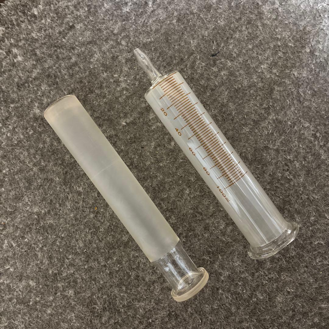 硬化ガラス製注射器　アンティーク　実験　シリンジ