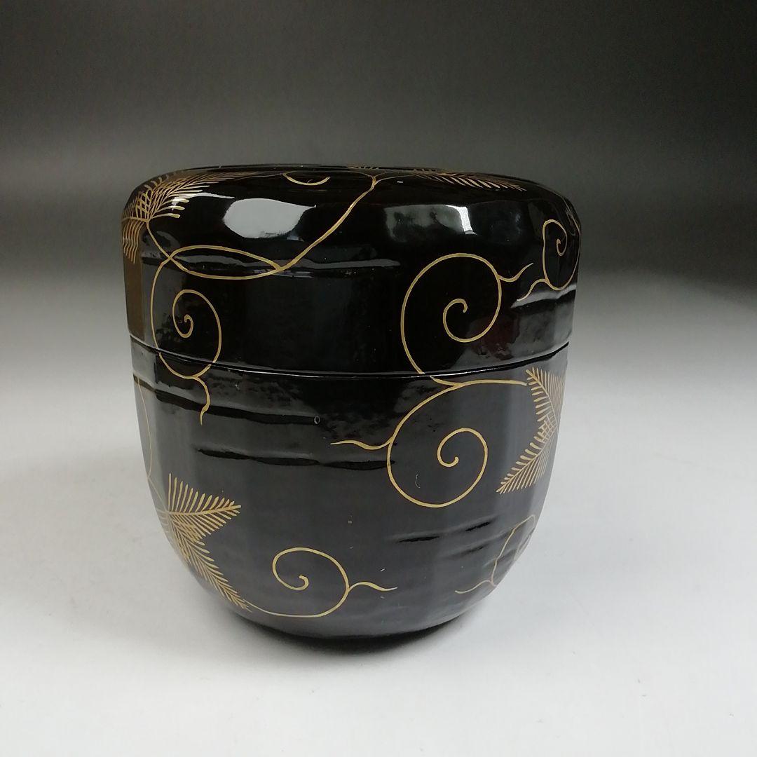 Ｗ７７　棗　『松唐草』『一閑折焼　大棗』『道場宗廣 造』　共箱　茶道具