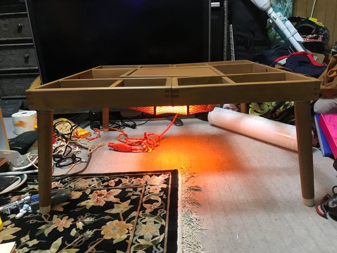 送料込み 昭和レトロ　こたつセット　やぐらコタツ　太陽赤外線ゴールデンワイド