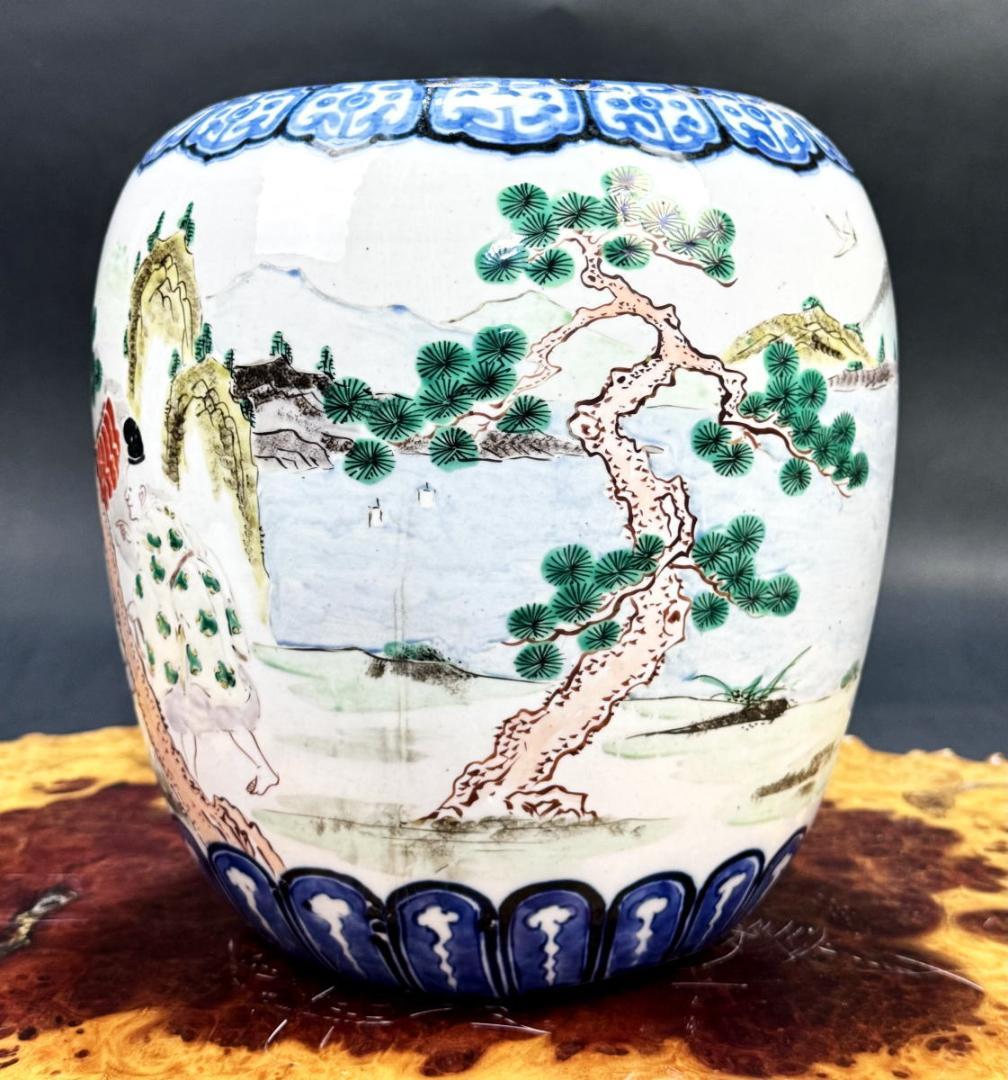 時代物 古染付色絵人物風景鉢 青花 ウブ品 入手困難骨董日本古玩 WWTT356