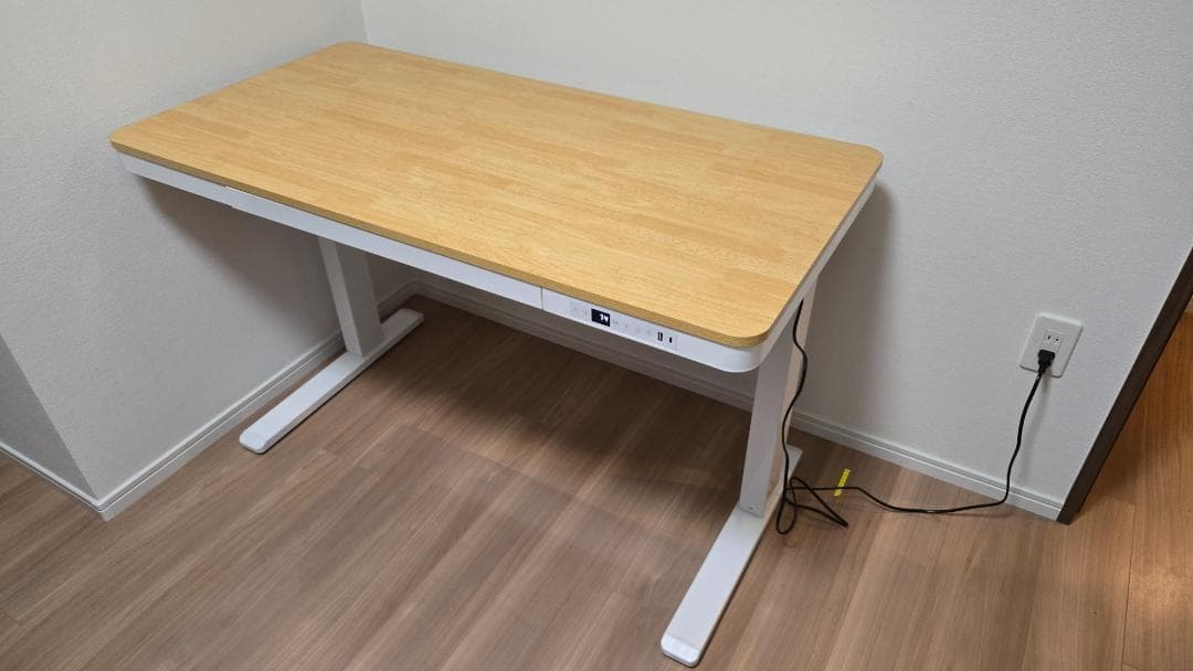 【hakuyu】Acrolix 電動昇降デスク（白脚＋メイプル天板）