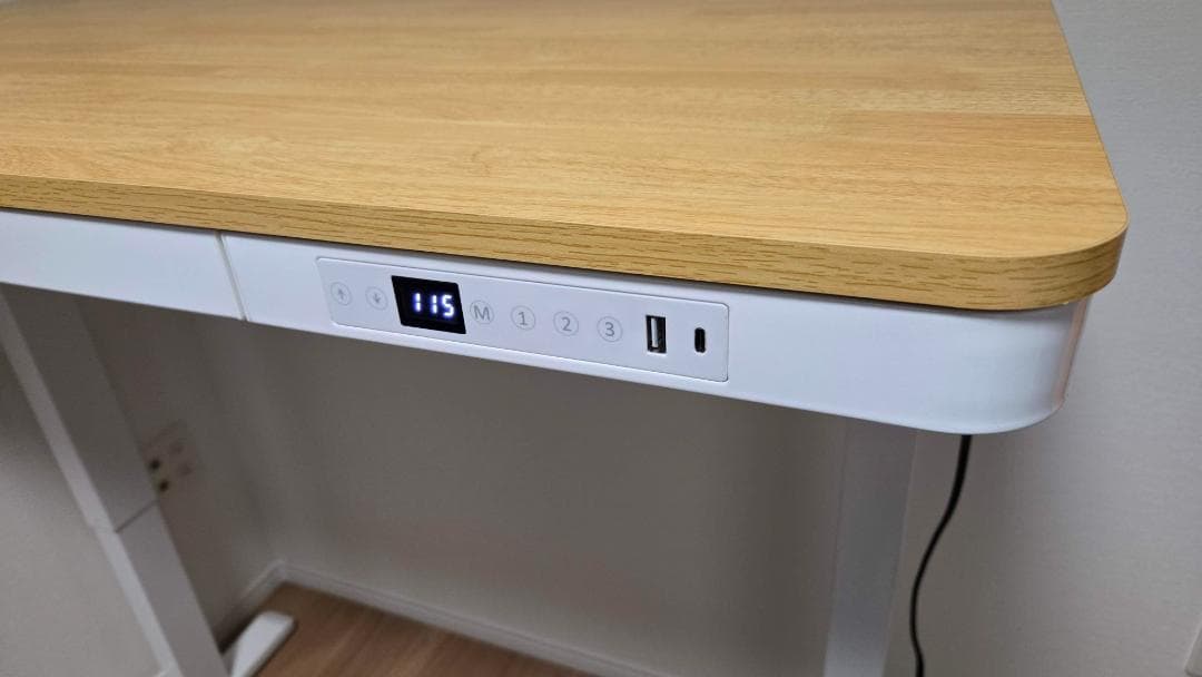 【hakuyu】Acrolix 電動昇降デスク（白脚＋メイプル天板）