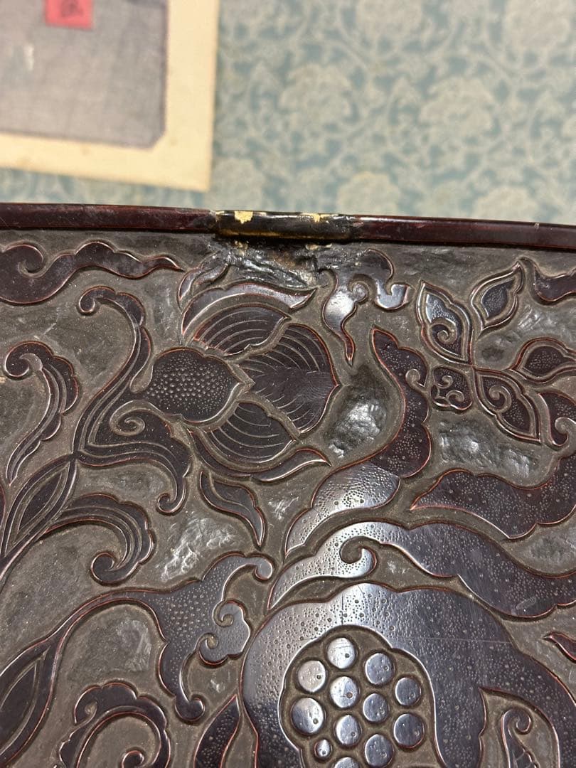 中國宋時代漆盤 古漆器 唐木 中國古美術 唐物 宋時代 東洋雕刻 長 18cm