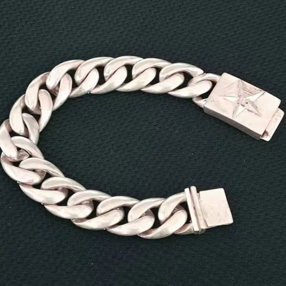 シルバー925 ツイスト星モチーフ チェーンブレスレット ★スター五芒星シンプル