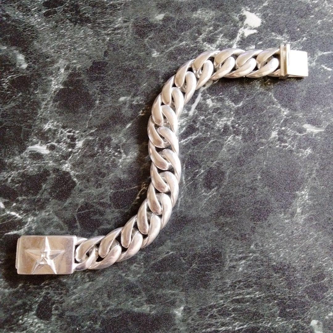 シルバー925 ツイスト星モチーフ チェーンブレスレット ★スター五芒星シンプル