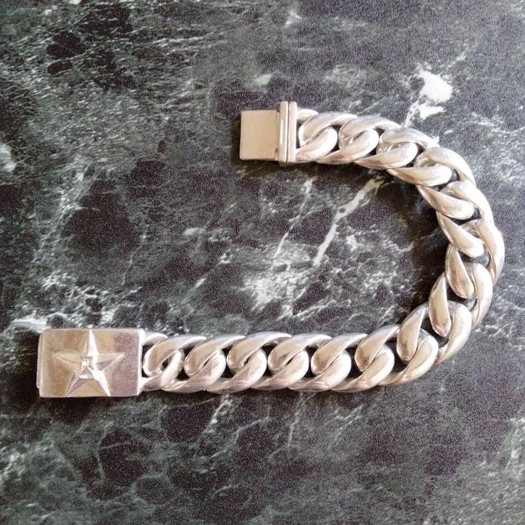 シルバー925 ツイスト星モチーフ チェーンブレスレット ★スター五芒星シンプル