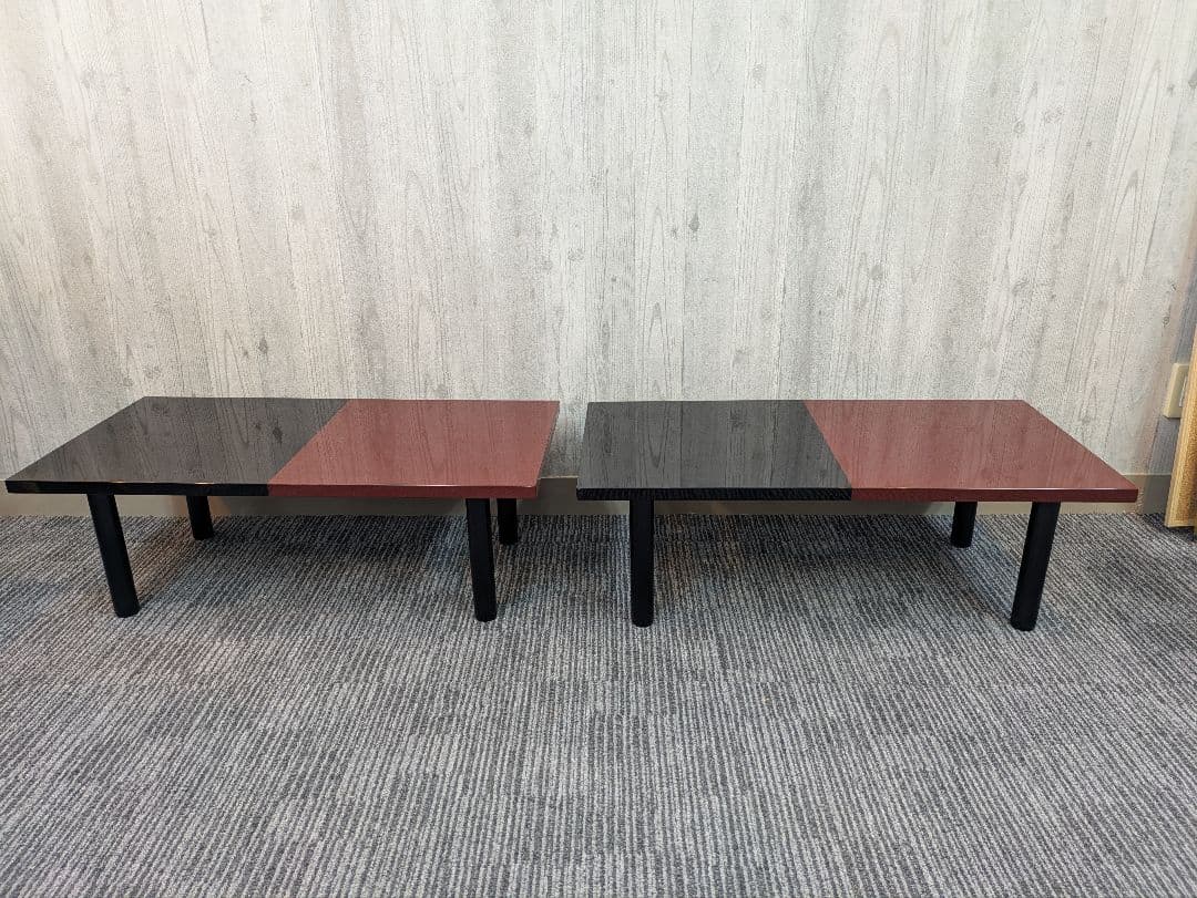 【高級漆座卓】赤と黒の木製座卓 2台セット