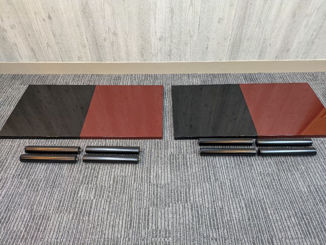 【高級漆座卓】赤と黒の木製座卓 2台セット