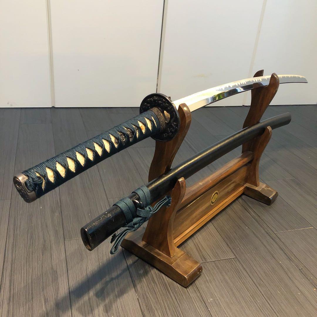 本格模造刀　太刀　居合刀　本研波刃　緑拵え　 刃長