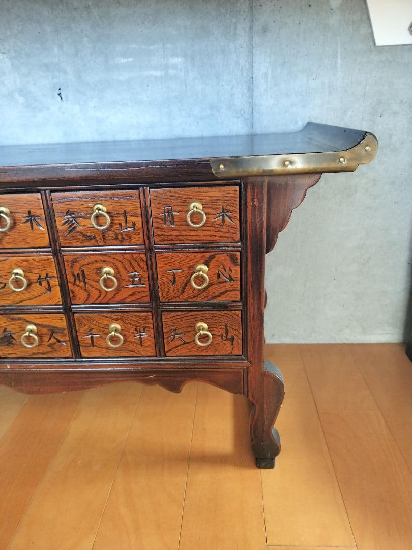 李朝家具 薬箪笥 百味箪笥 百目箪笥 18杯 W800×D300×H400mm