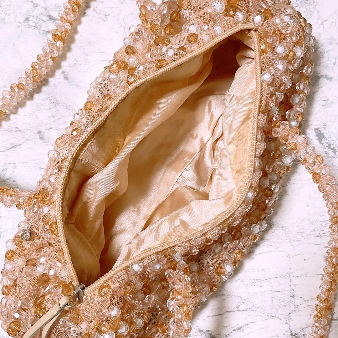 アンテプリマ ビーズバッグ ワイヤーバッグ フォーマルバッグ ピンクオレンジ