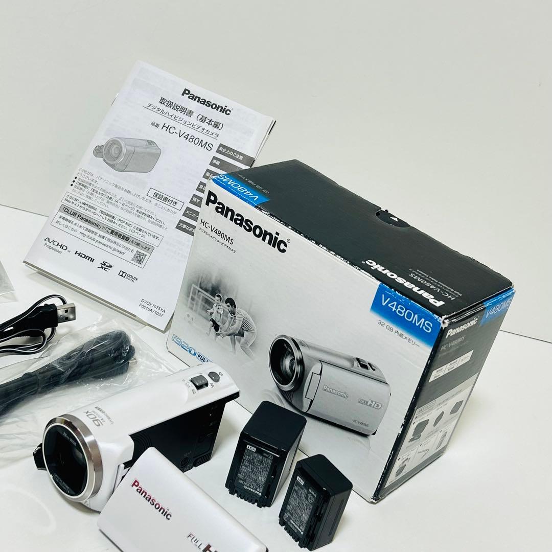 【未使用級】Panasonic HC-V480MS ビデオカメラ バッテリー2個