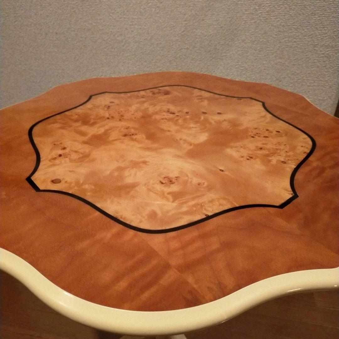 ティーテーブル イタリア ナチュラル/ホワイト 象嵌 カフェテーブル