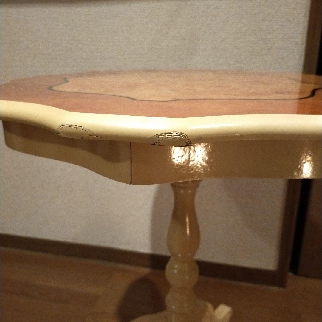 ティーテーブル イタリア ナチュラル/ホワイト 象嵌 カフェテーブル