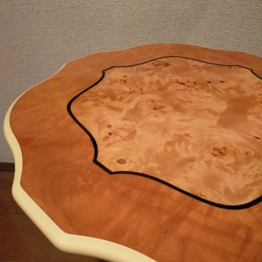 ティーテーブル イタリア ナチュラル/ホワイト 象嵌 カフェテーブル