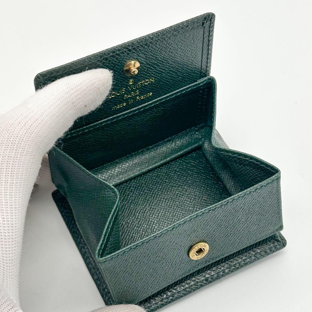 美品 ポルトモネ ボワット タイガ グリーン 小銭入れ ケース コンパクト