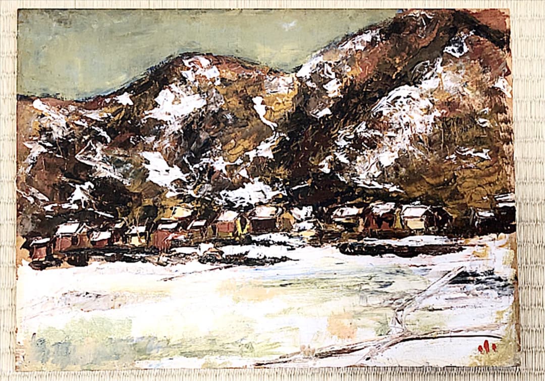 【山陰の風景】 ♦ 森下小枝子 ガラス絵 作家:初期作品 油絵 F4号