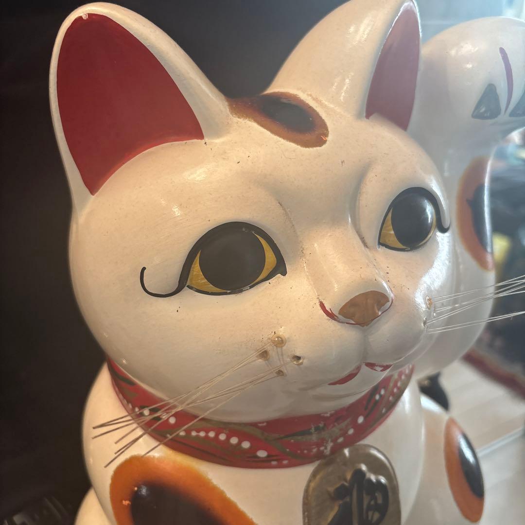 1920-30年代　瞳が美しく雰囲気抜群の幸運・良き人との出会いを招く特大招き猫