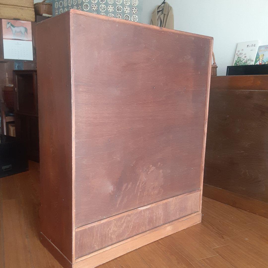 茶箪笥　アンティーク 木製キャビネット ガラス扉付き　昭和レトロ