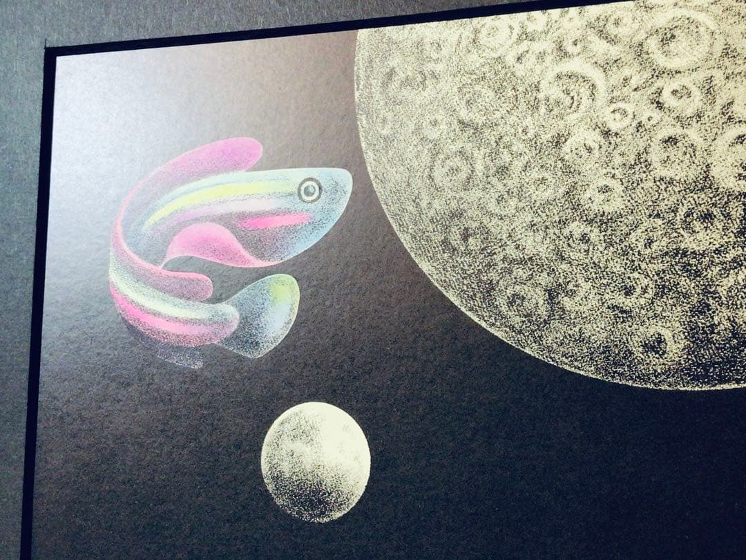 ◉日宣美会員◉大橋正◉1969年個展出品作・真作保証〓魚と月◉グラフィック原画◉